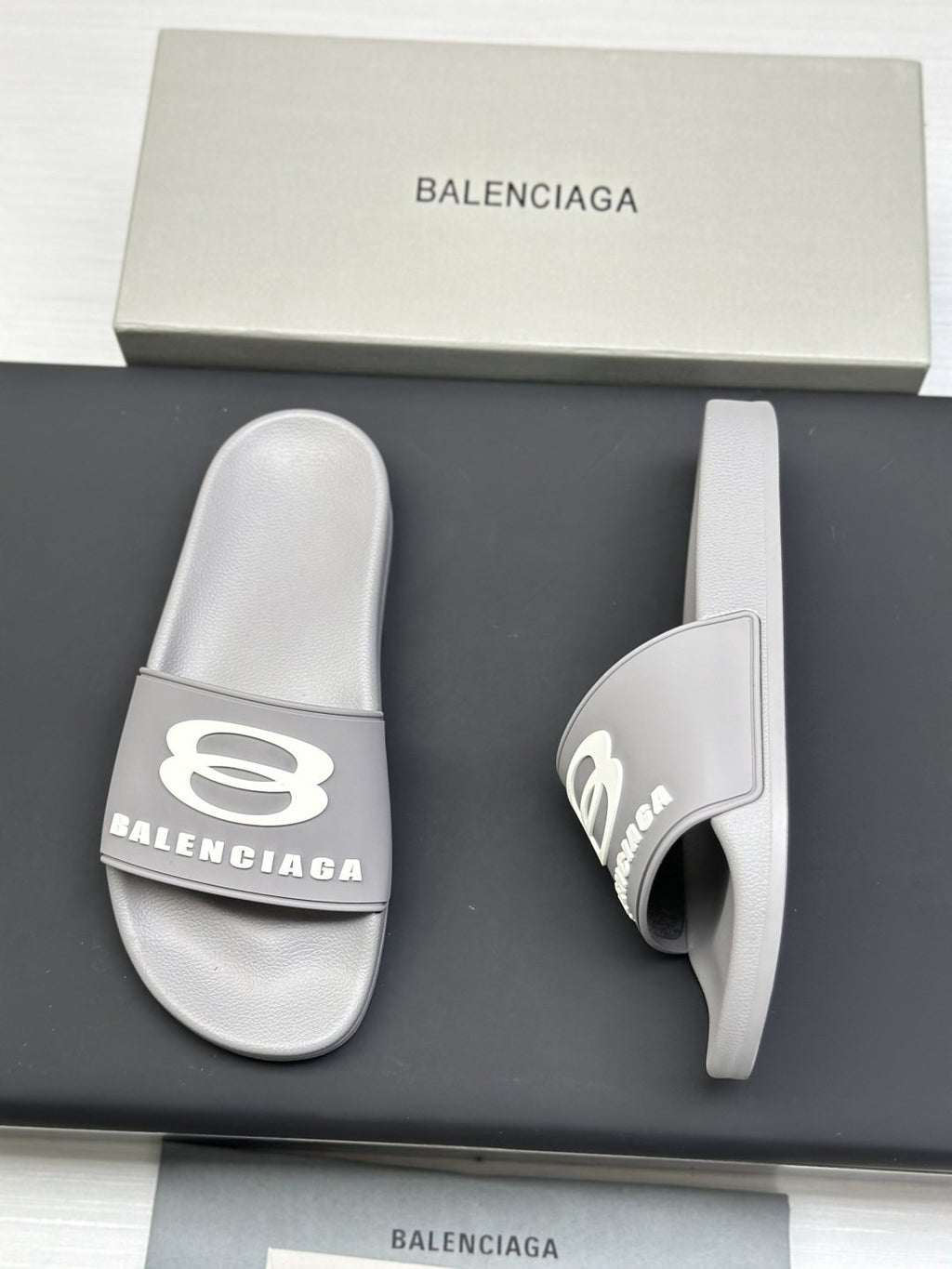 Balenciaga Logo Strap Slide Sandals — front