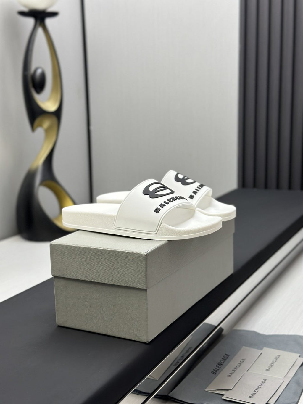 Balenciaga Logo Strap Slide Sandals — front
