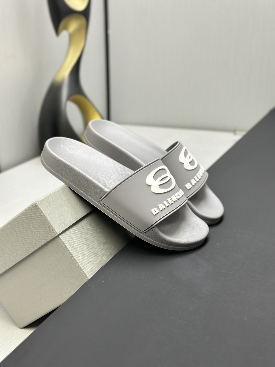 Balenciaga Logo Strap Slide Sandals — front