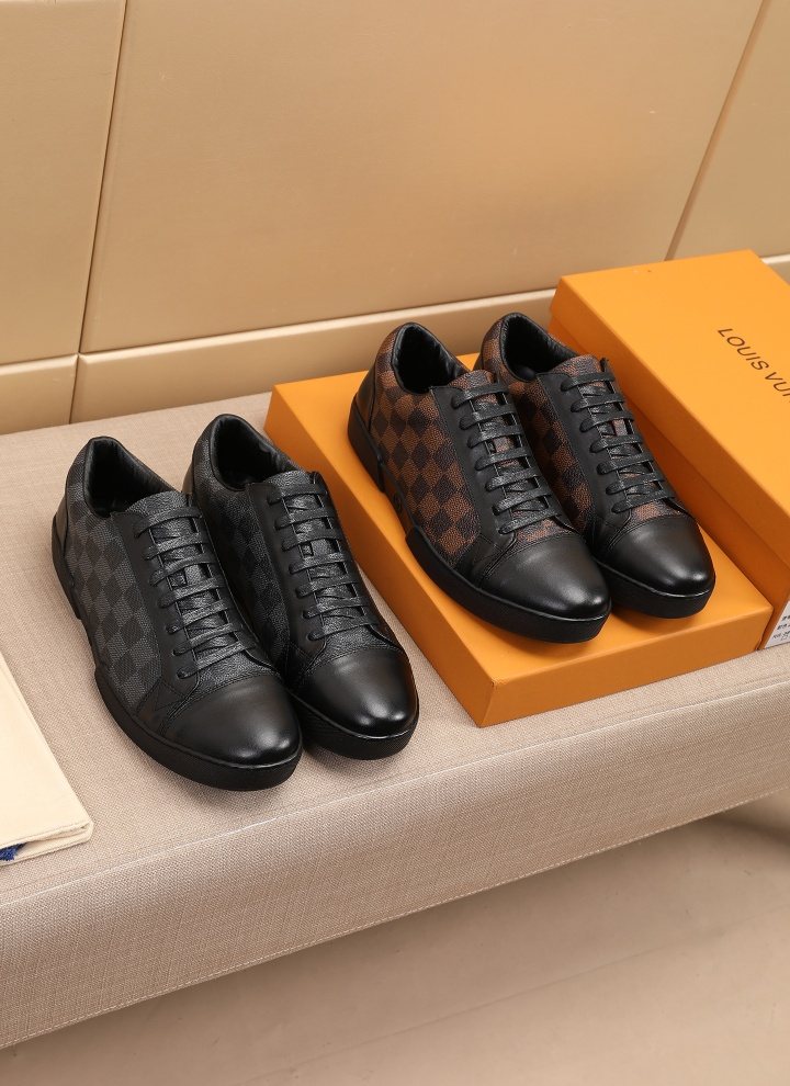 Louis Vuitton Checkered Leather Low-Top Sneakers — front