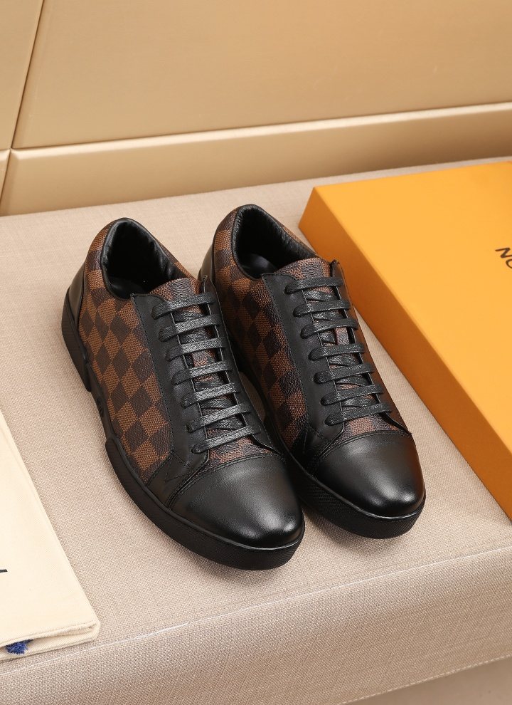 Louis Vuitton Checkered Leather Low-Top Sneakers — front