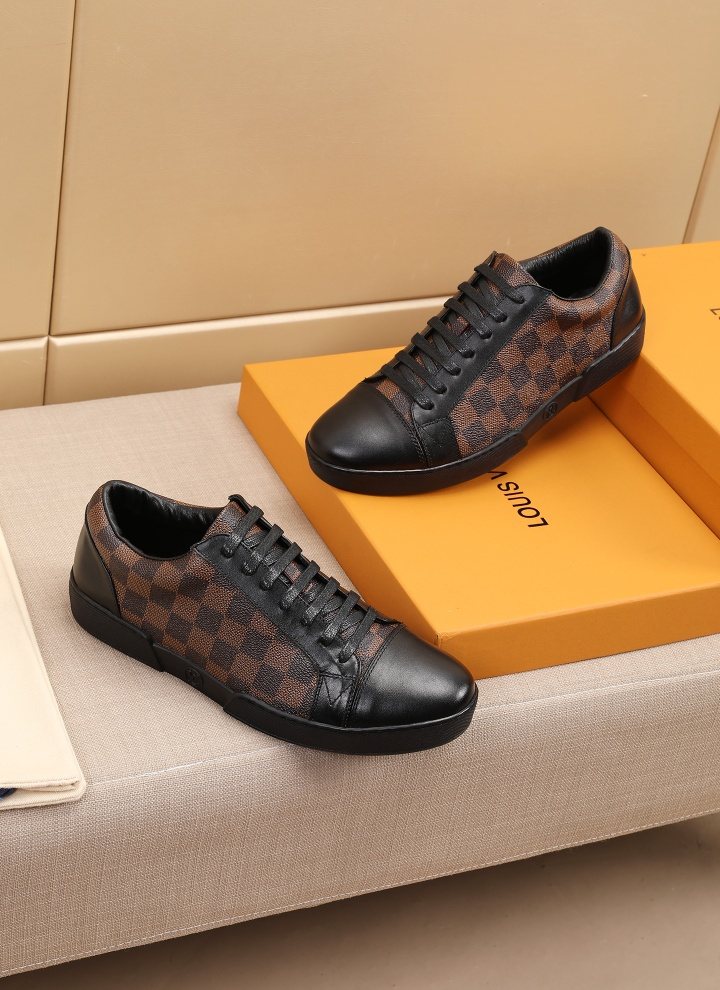 Louis Vuitton Checkered Leather Low-Top Sneakers — front