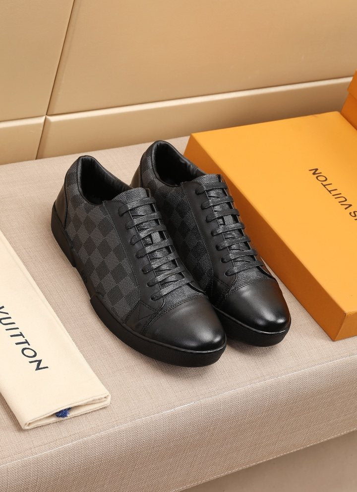 Louis Vuitton Checkered Leather Low-Top Sneakers — side