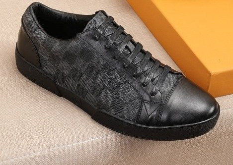 Louis Vuitton Checkered Leather Low-Top Sneakers — front