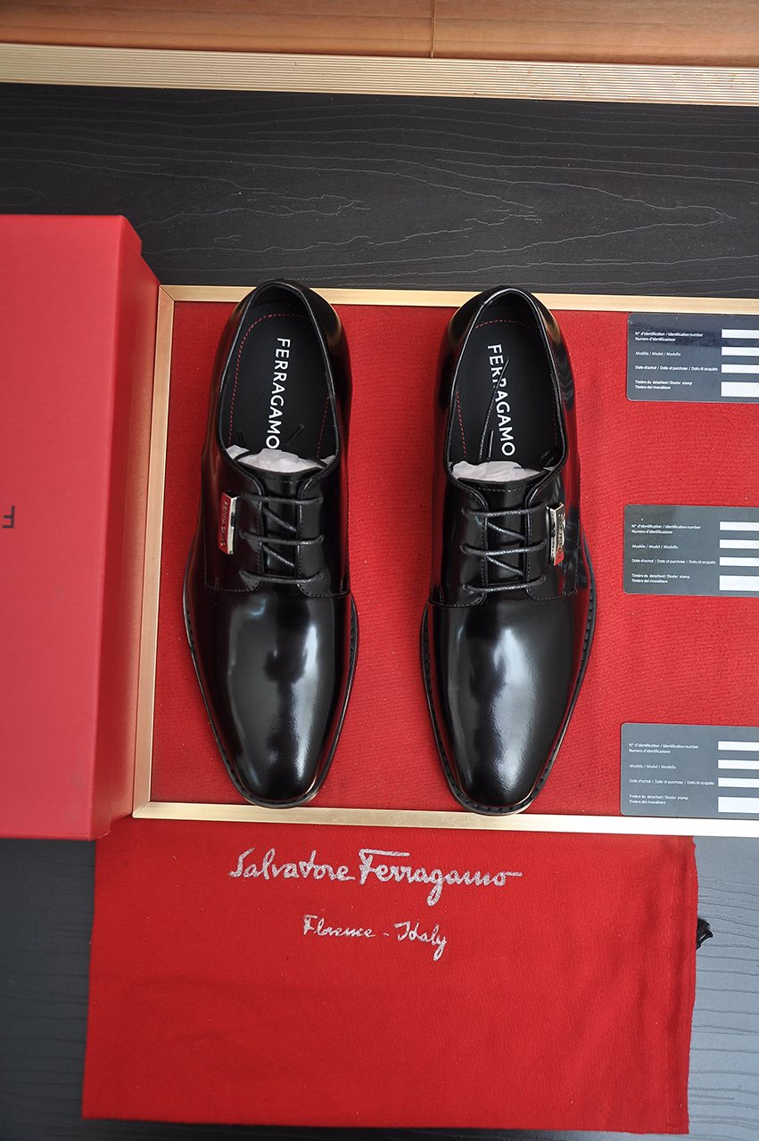 Salvatore Ferragamo Leather Lace-Up Dress Shoes — hero