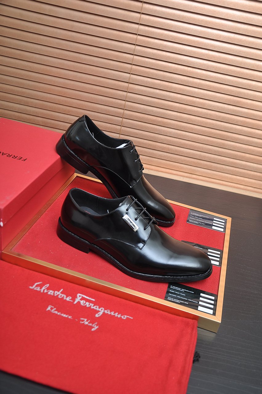 Salvatore Ferragamo Leather Lace-Up Dress Shoes — side