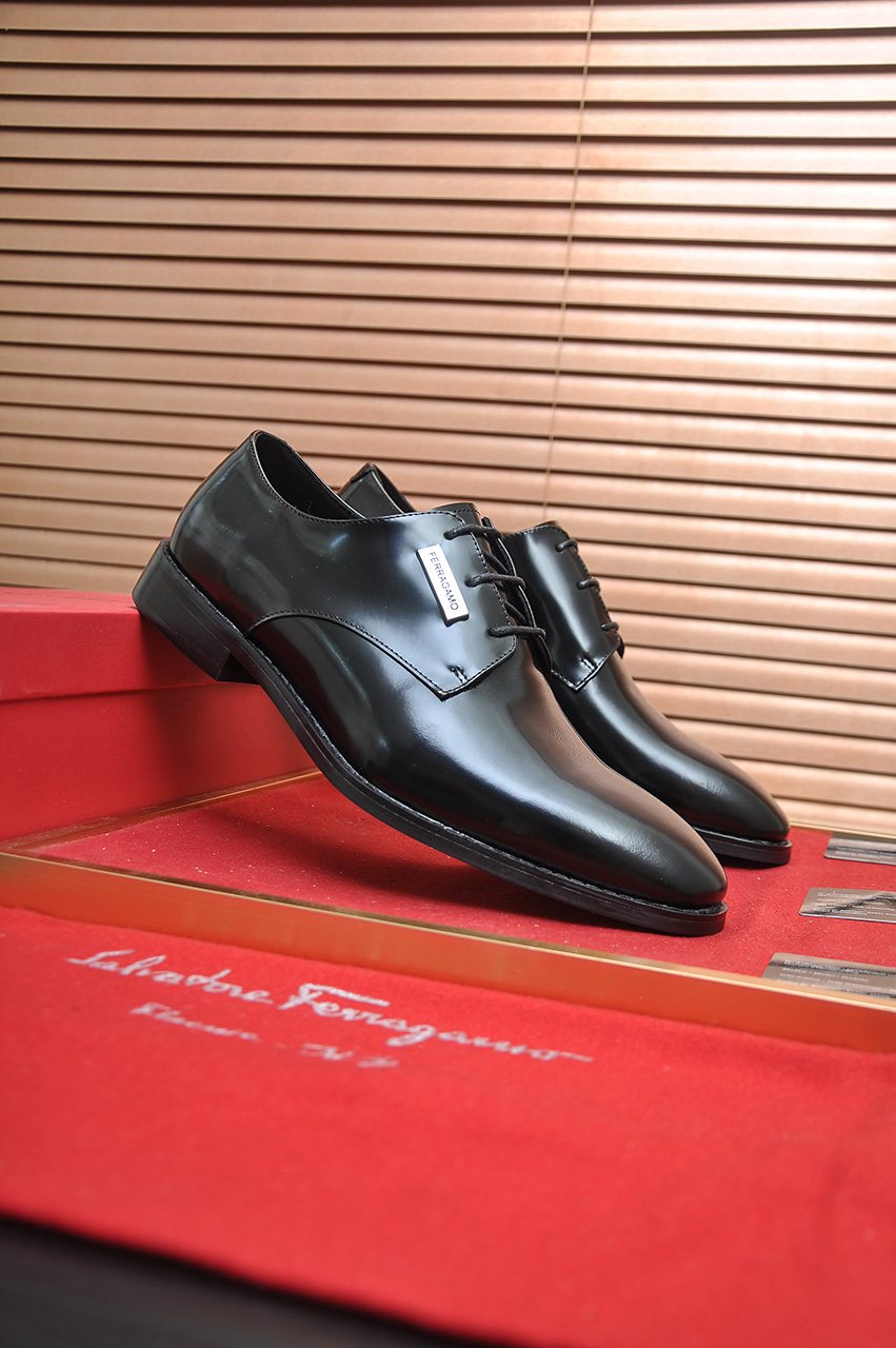 Salvatore Ferragamo Leather Lace-Up Dress Shoes — side