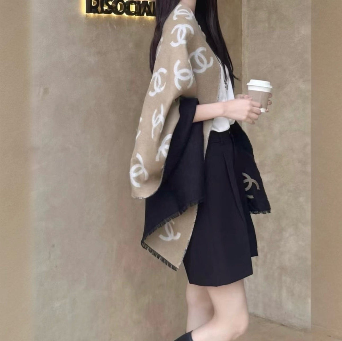Chanel Reversible Logo Scarf Shawl — hero