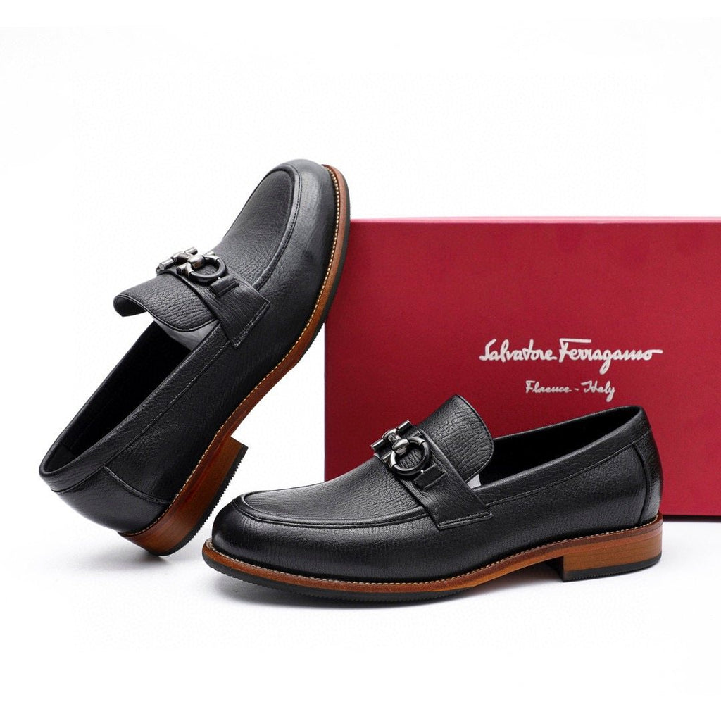 Salvatore Ferragamo Black Leather Bit Loafers — side