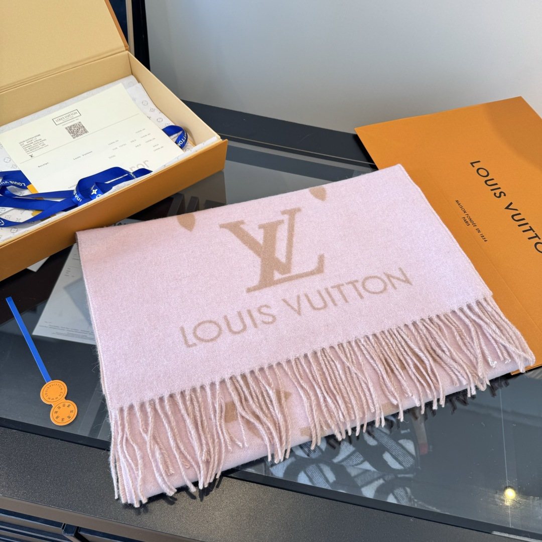Louis Vuitton Two-Tone Fringed Scarf — front