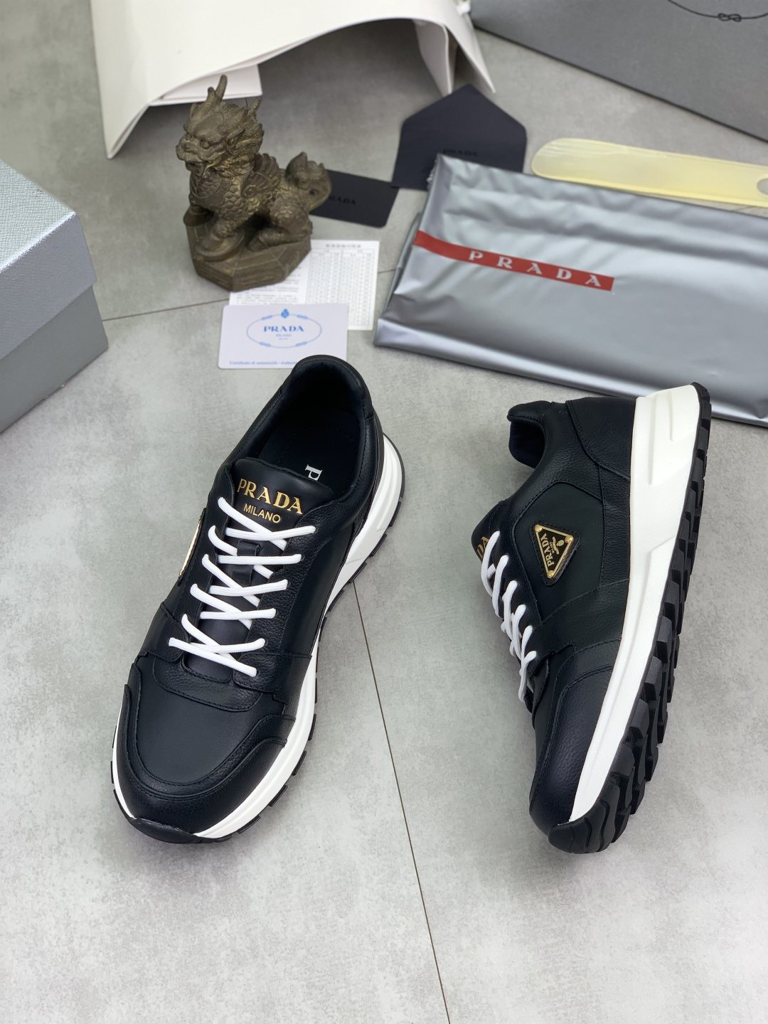 Prada Black Low-Top Sneakers — side