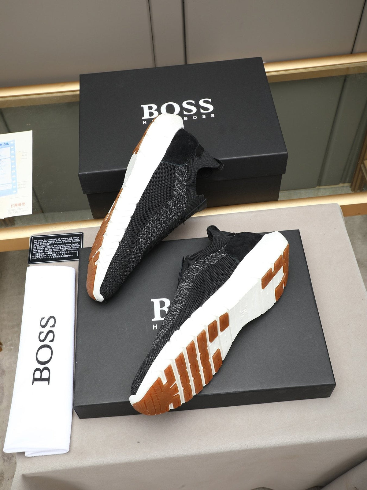 Hugo Boss Textured Slip-On Sneakers — front