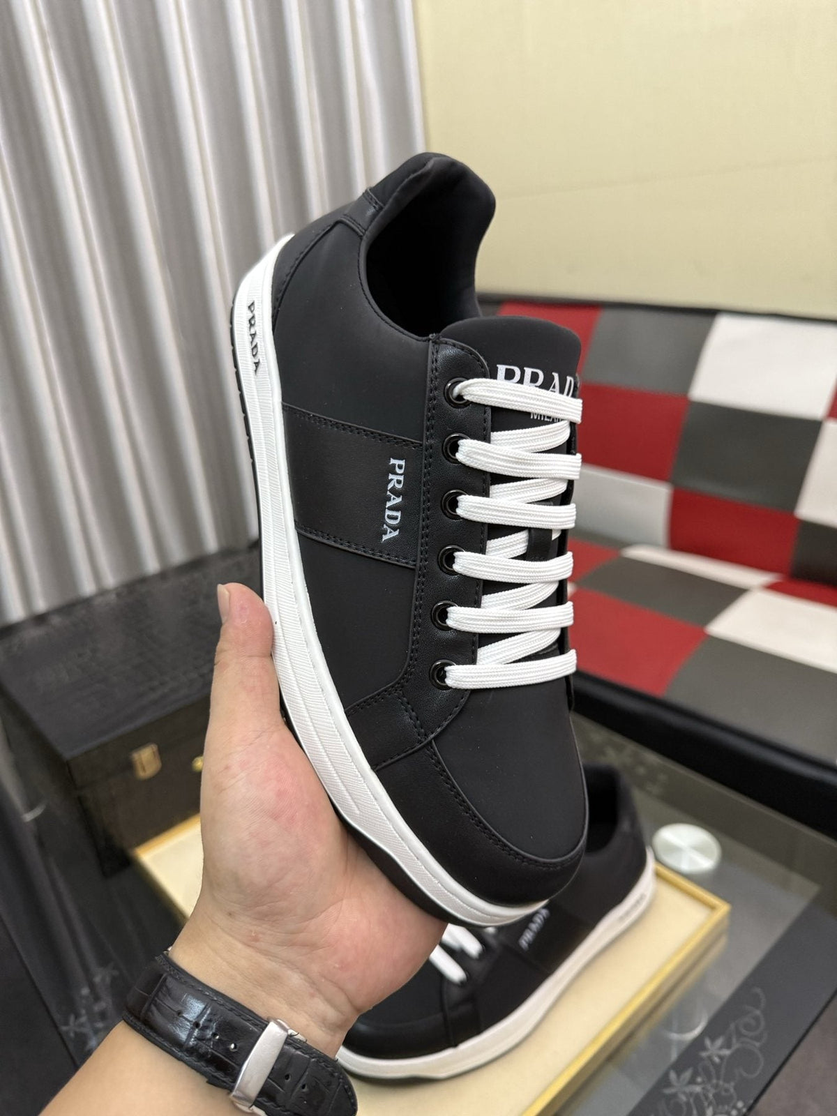 Prada Low-Top Lace-Up Sneakers — side