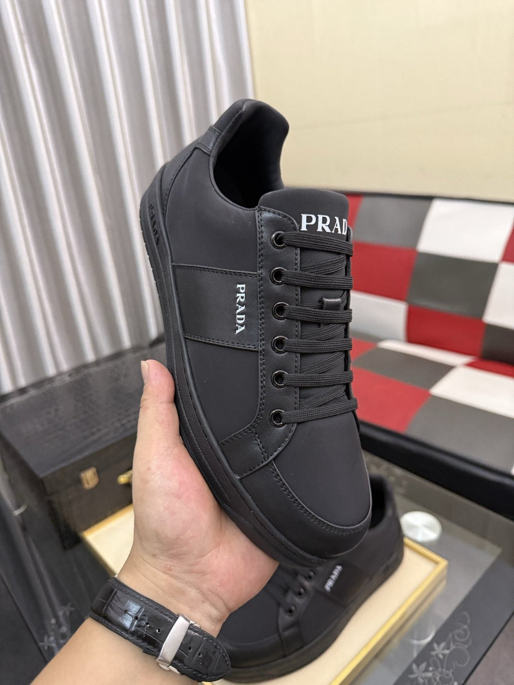 Prada Low-Top Lace-Up Sneakers — side