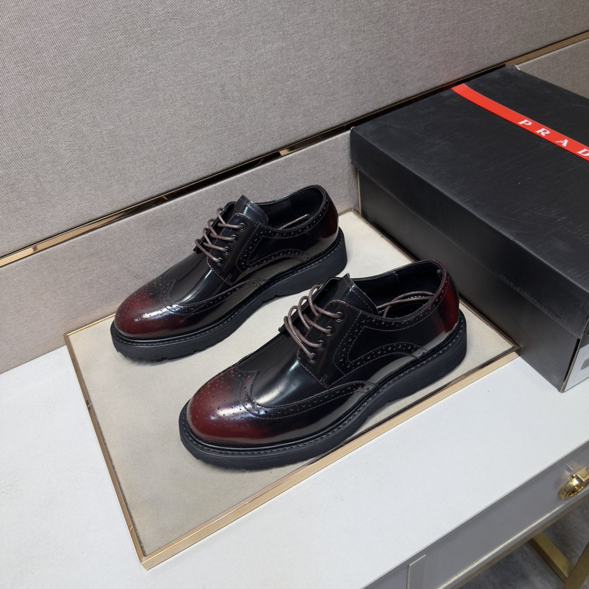 Prada Wingtip Lace-Up Shoes — front