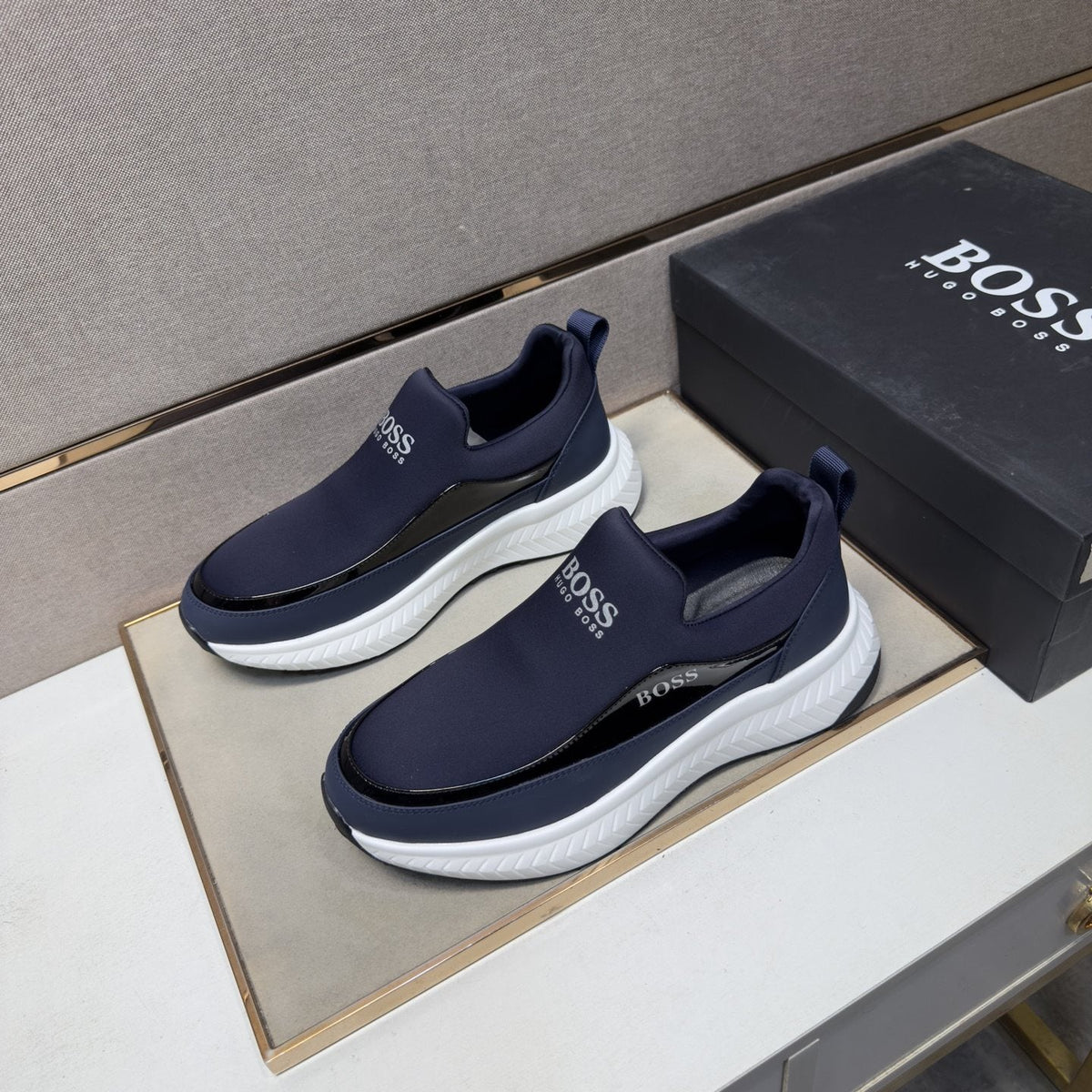 BOSS Men's Contrast-Trim Slip-On Sneakers — front