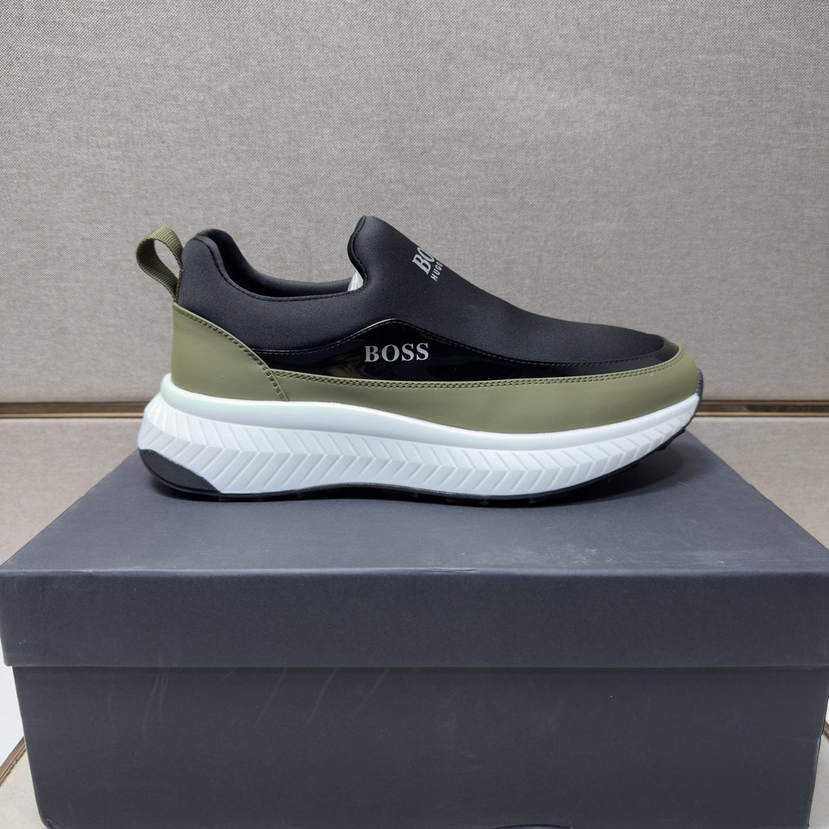 BOSS Men's Contrast-Trim Slip-On Sneakers — front