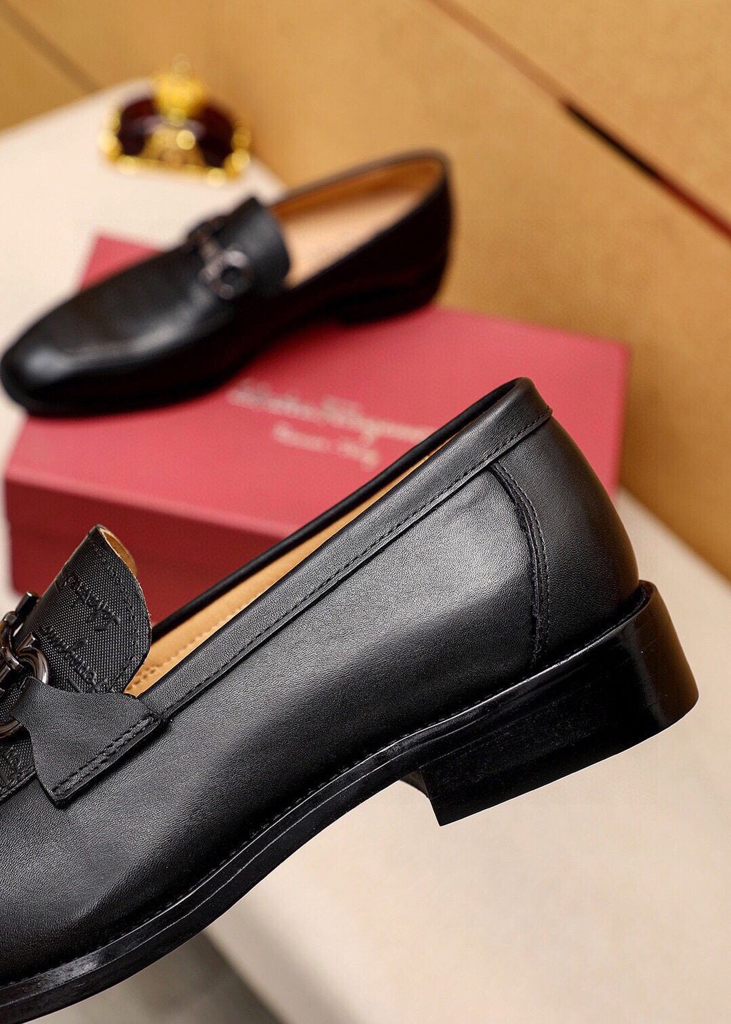 Ferragamo Textured Buckle Loafers — detail
