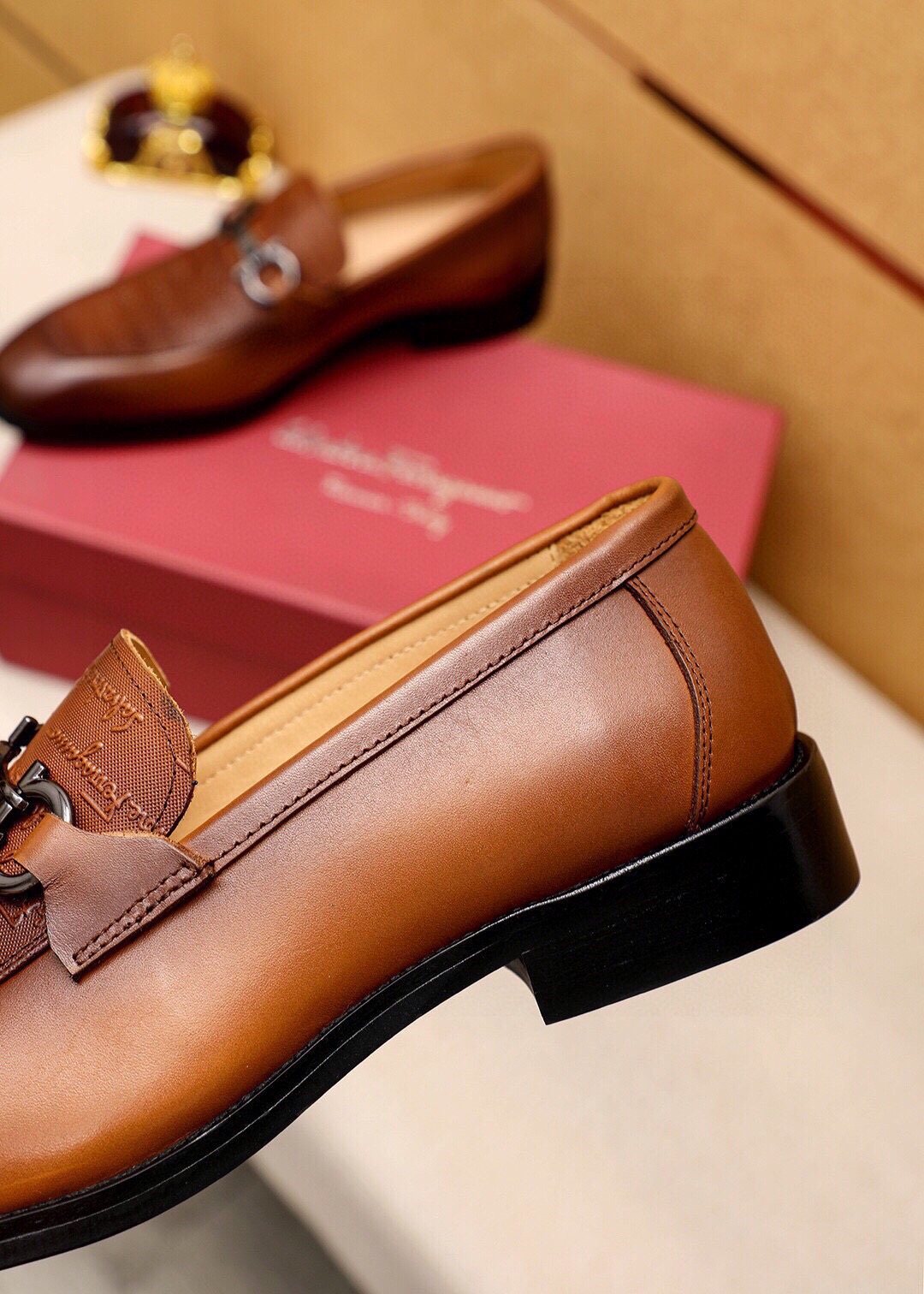 Ferragamo Textured Buckle Loafers — detail