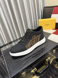 Fendi Patterned-Panel Lace-Up Sneakers — hero