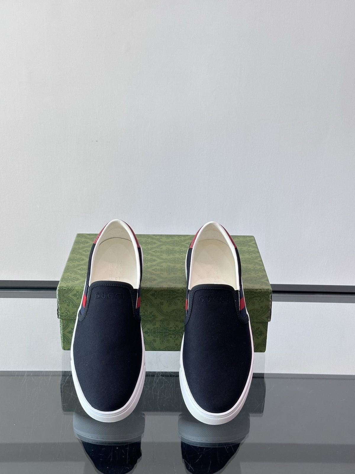 Gucci Striped Slip-On Sneakers — front