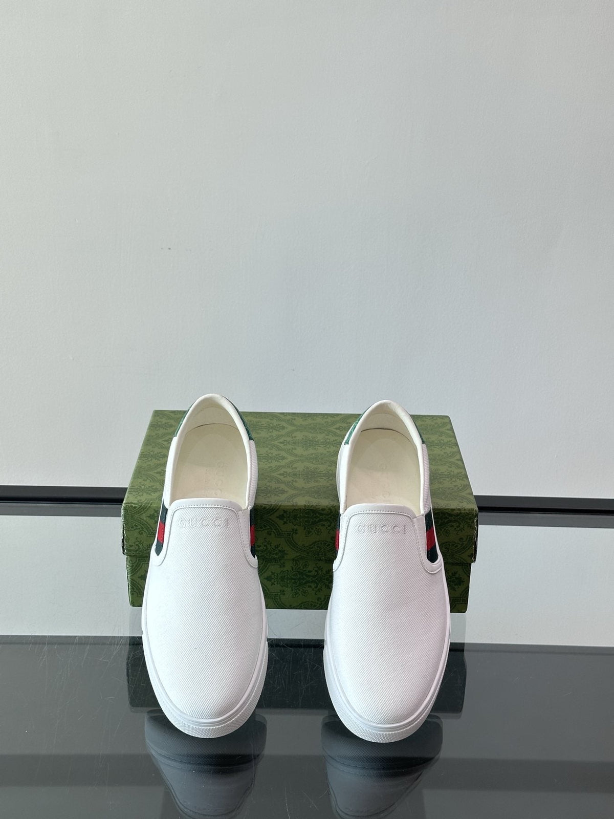 Gucci Striped Slip-On Sneakers — front