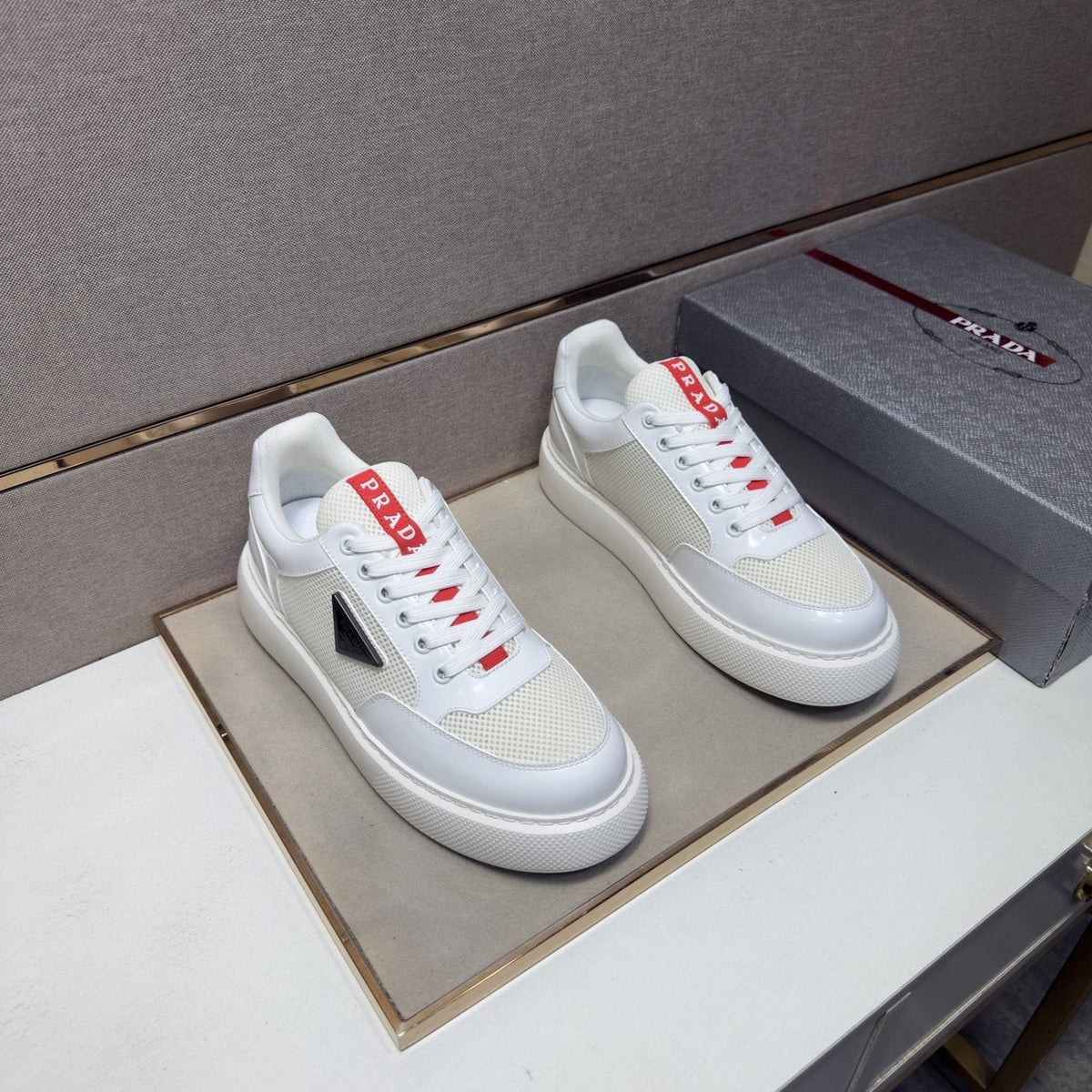 Prada Mesh Panel Low-Top Sneakers — hero
