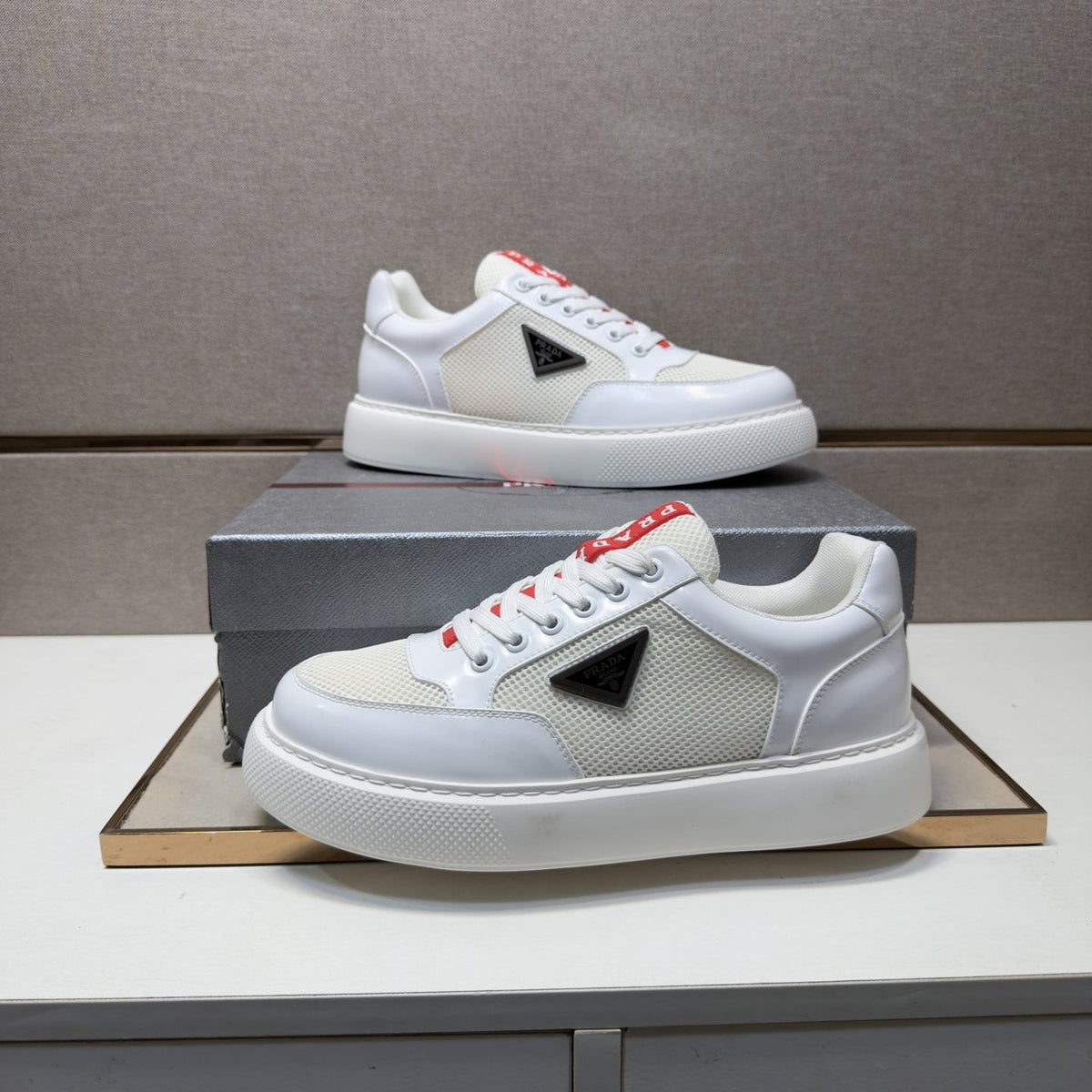 Prada Mesh Panel Low-Top Sneakers — front