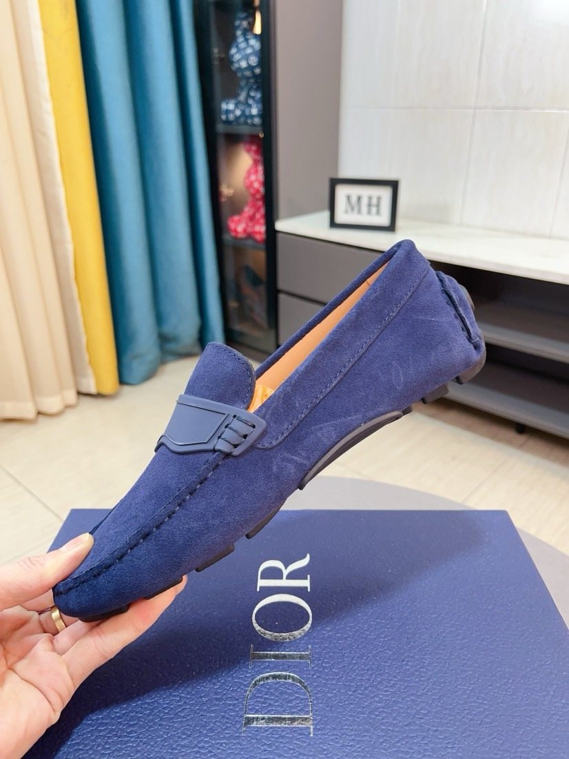 Dior Moc-Toe Logo Plaque Loafers — side