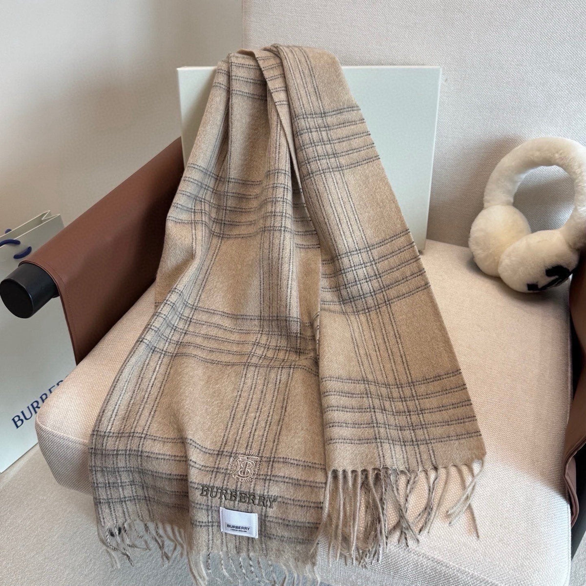 Burberry Plaid Fringe Scarf — front