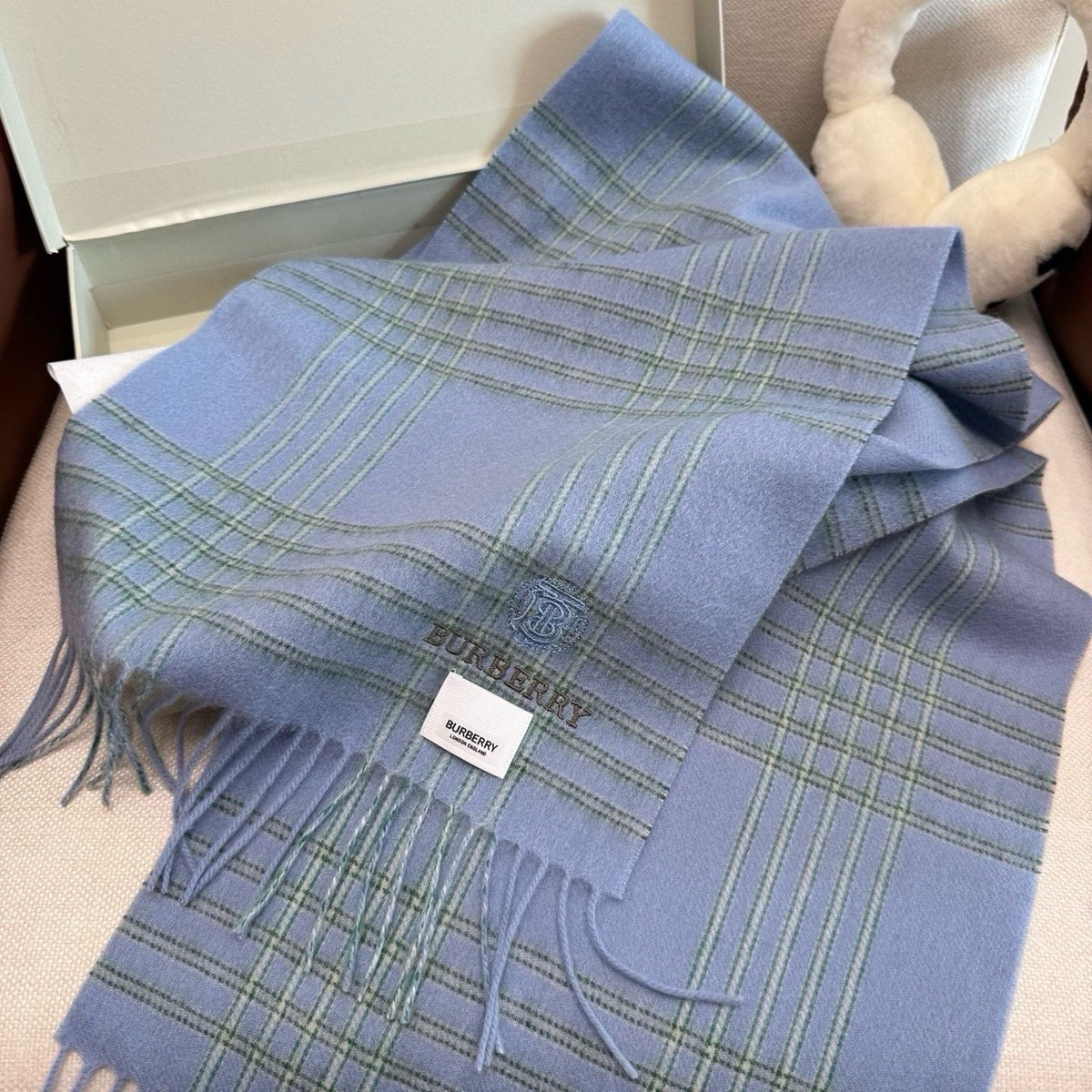 Burberry Plaid Fringe Scarf — front
