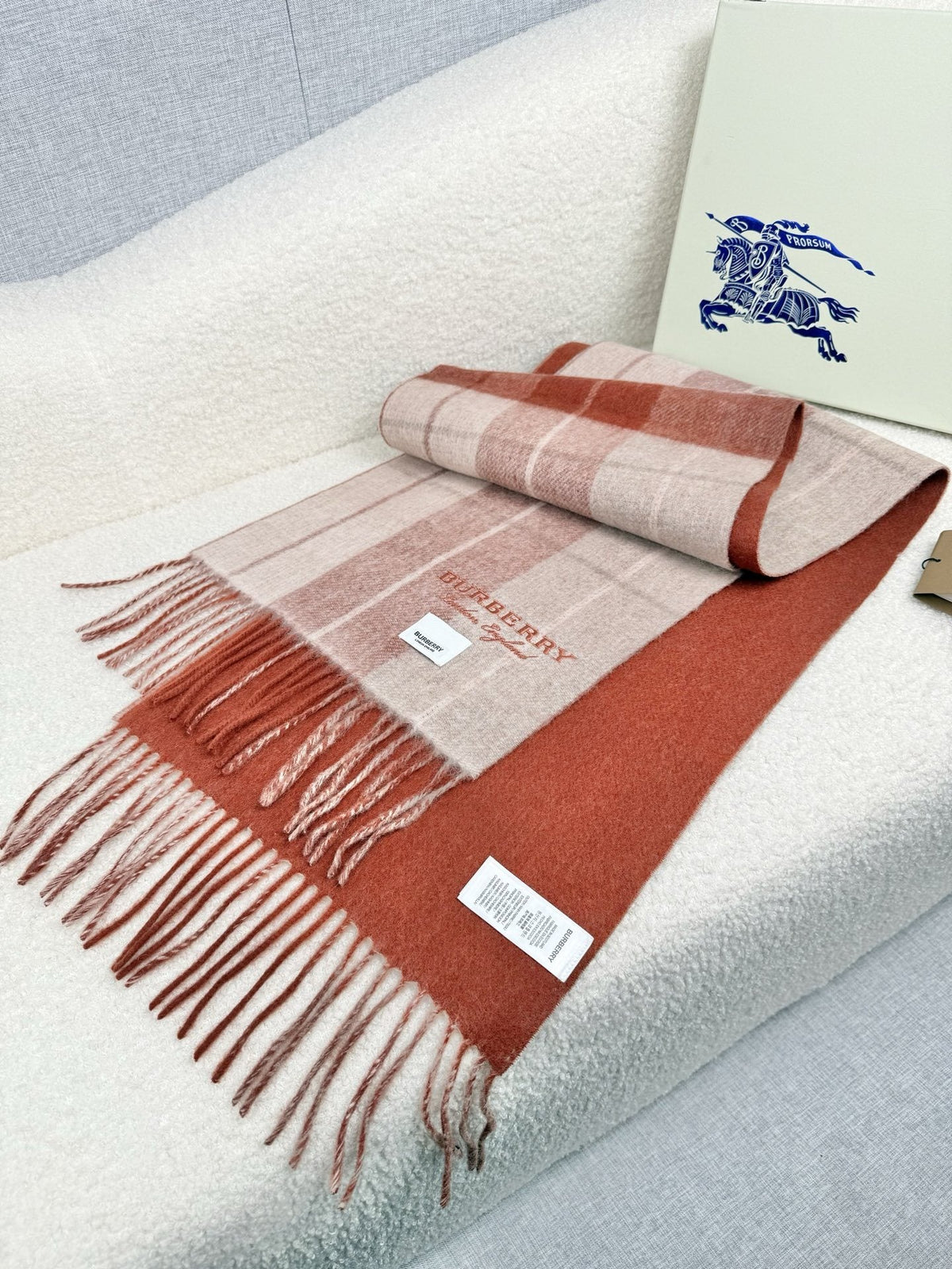 Burberry Double-Sided Plaid Fringe Scarf — hero