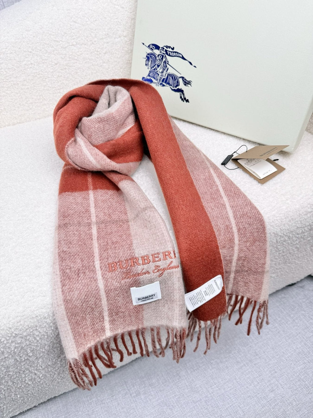 Burberry Double-Sided Plaid Fringe Scarf — side