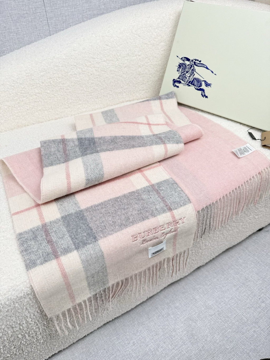Burberry Double-Sided Plaid Fringe Scarf — front