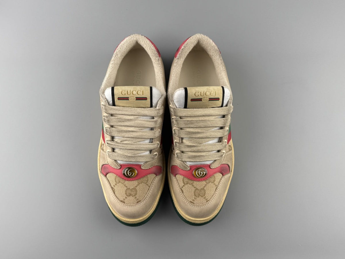 Gucci Beige Stripe Low-Top Sneakers — front
