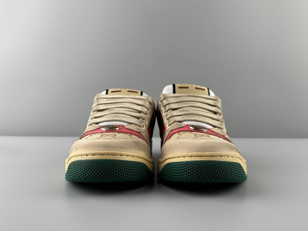 Gucci Beige Stripe Low-Top Sneakers — front