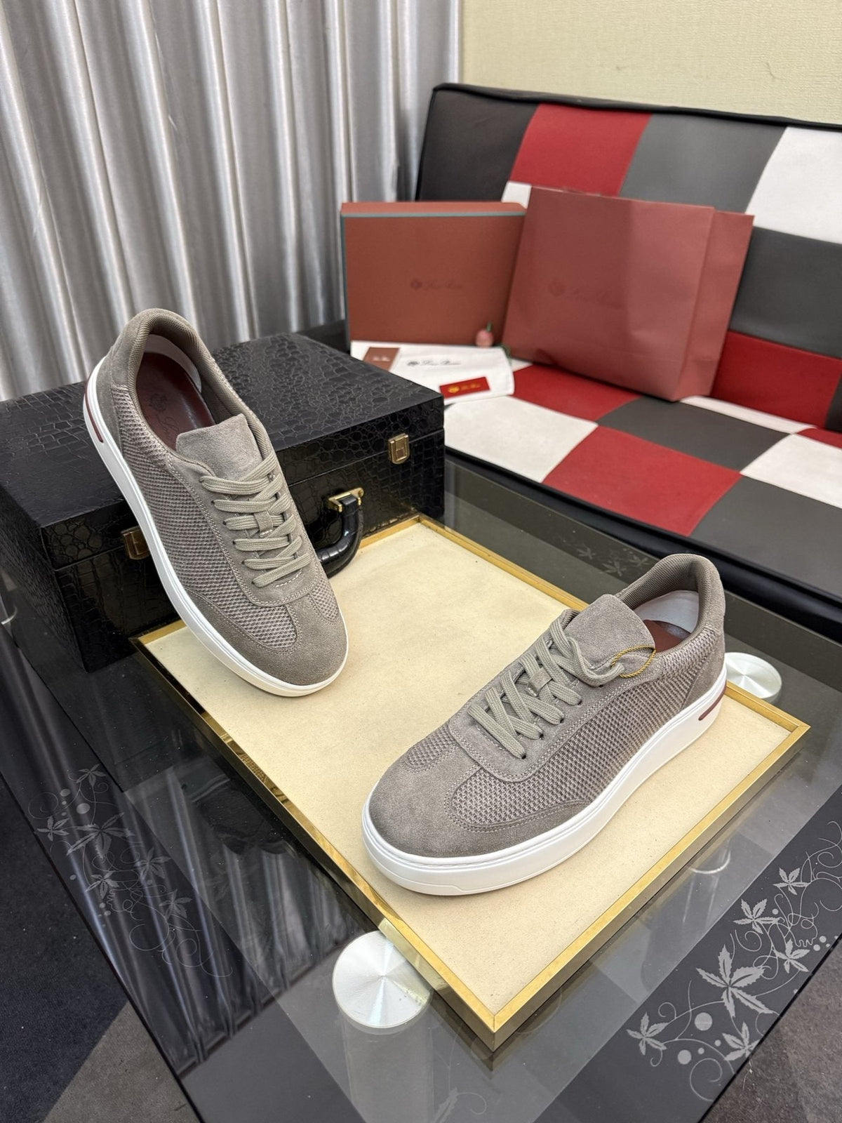 Textured Low-Top Sneakers — front