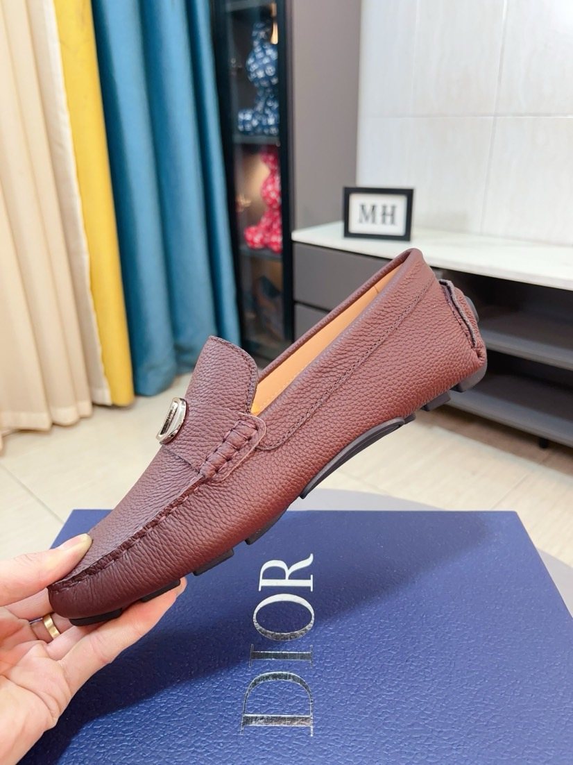 Dior Pebbled Buckle Loafers — side