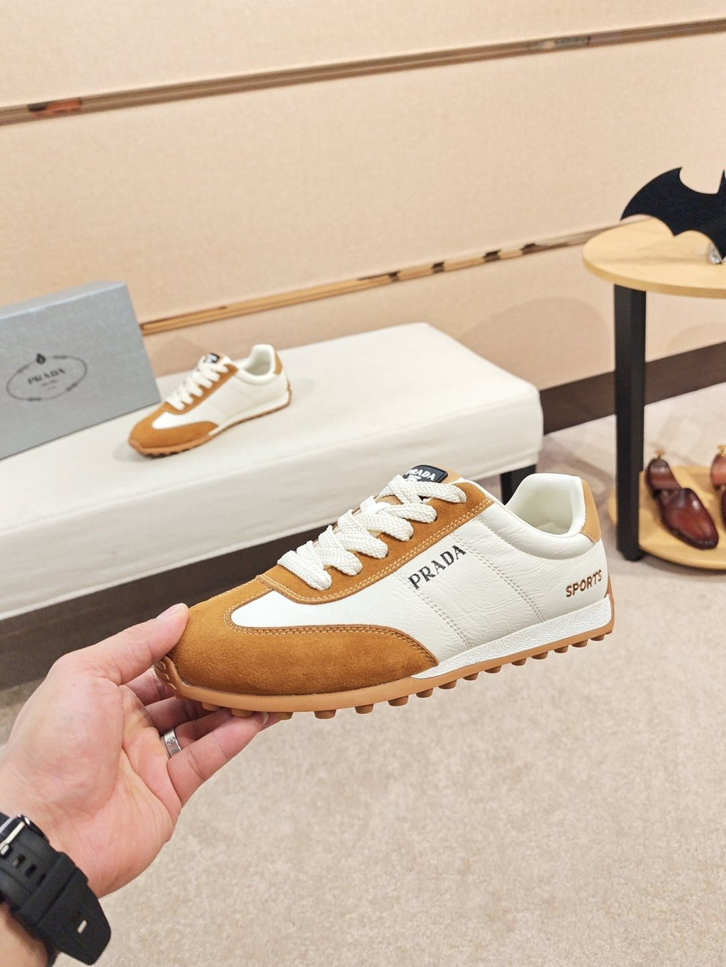 Prada Paneled Low-Top Sneakers — model