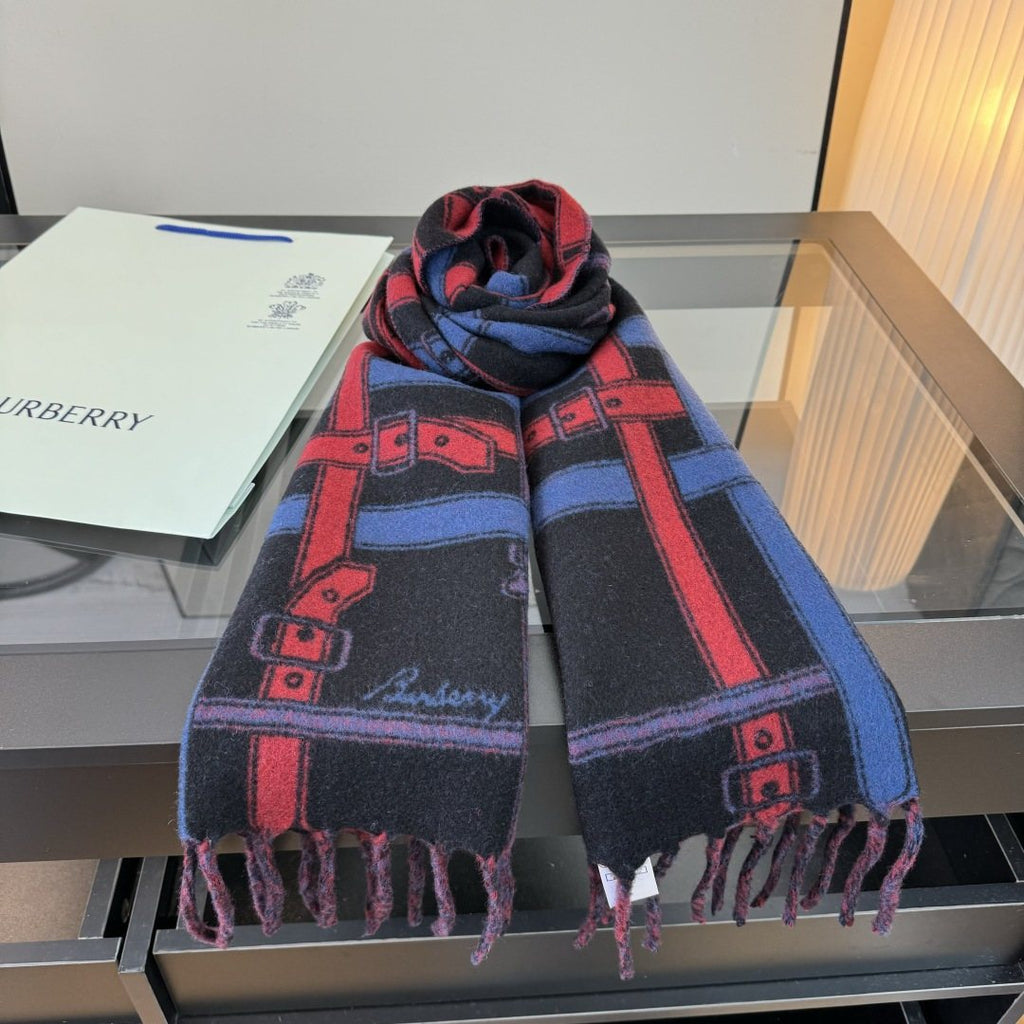 Burberry Geometric Fringed Scarf — side