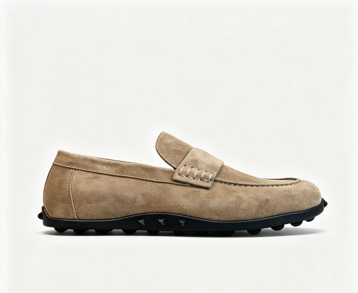 Hermès Textured Studded-Sole Loafers — side