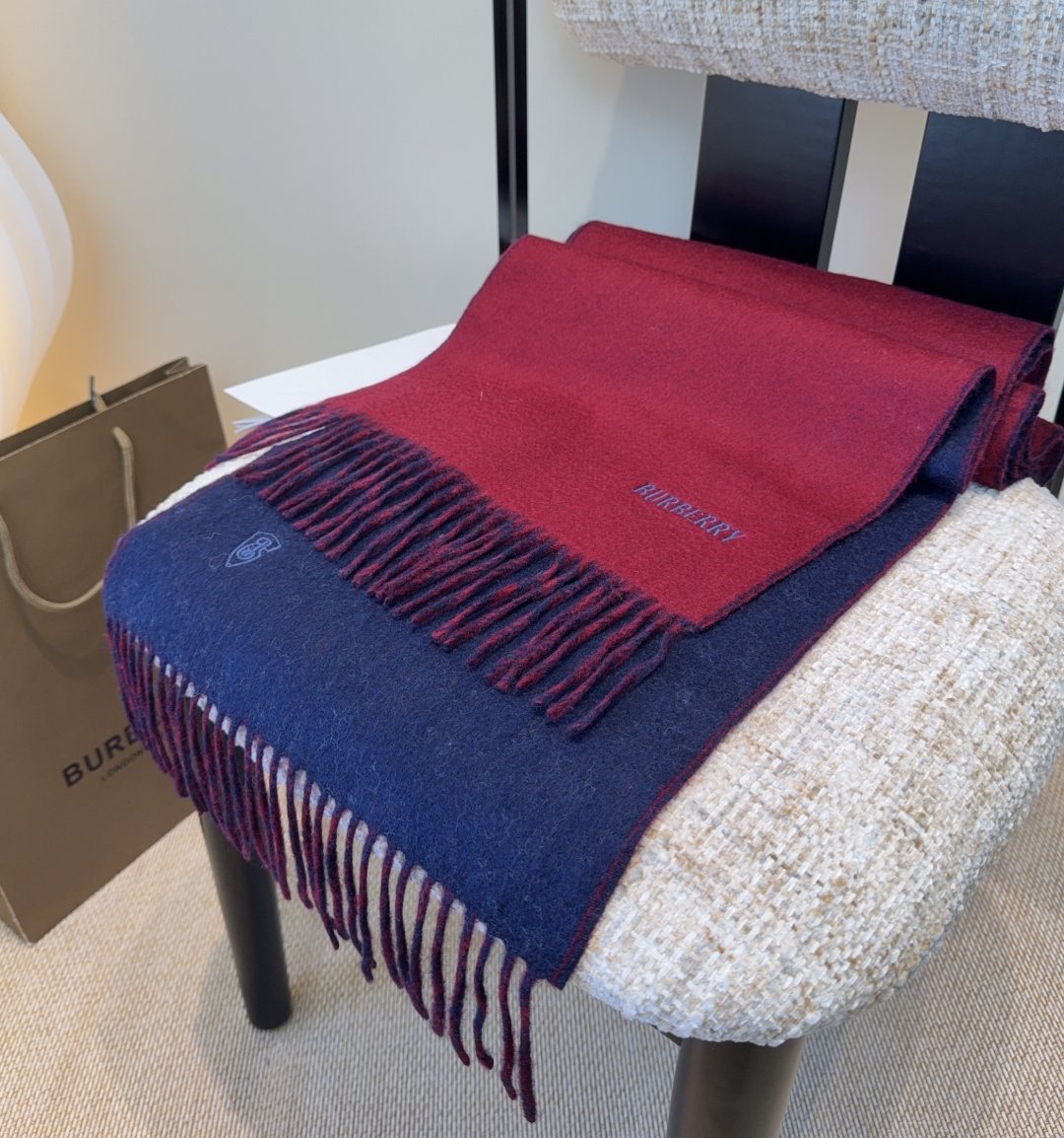 Burberry Two-Tone Fringed Scarf — front