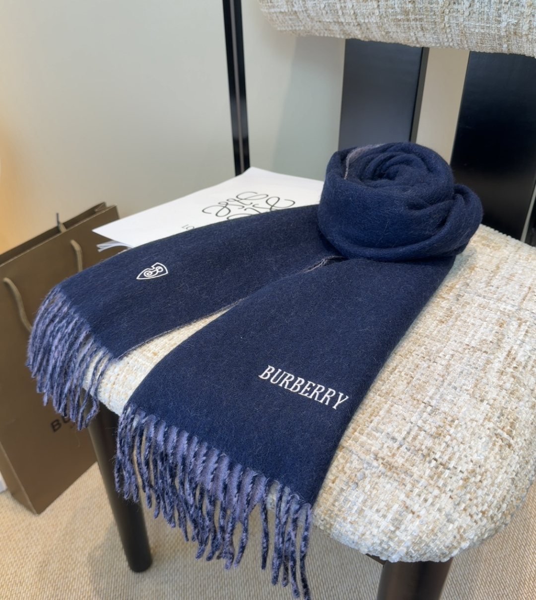 Burberry Two-Tone Fringed Scarf — hero