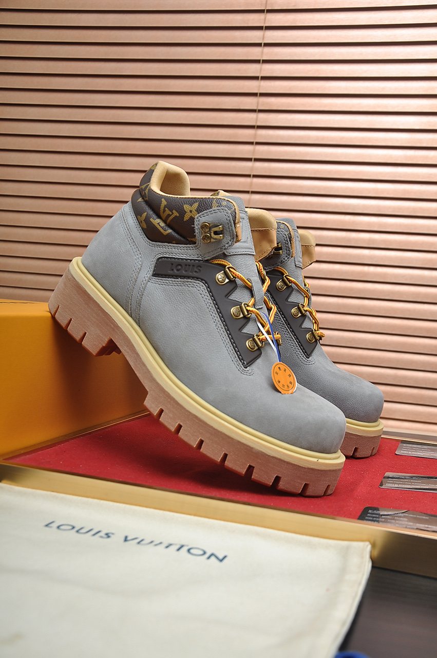 Louis Vuitton Lace-Up Lug-Sole High-Top Boots — front