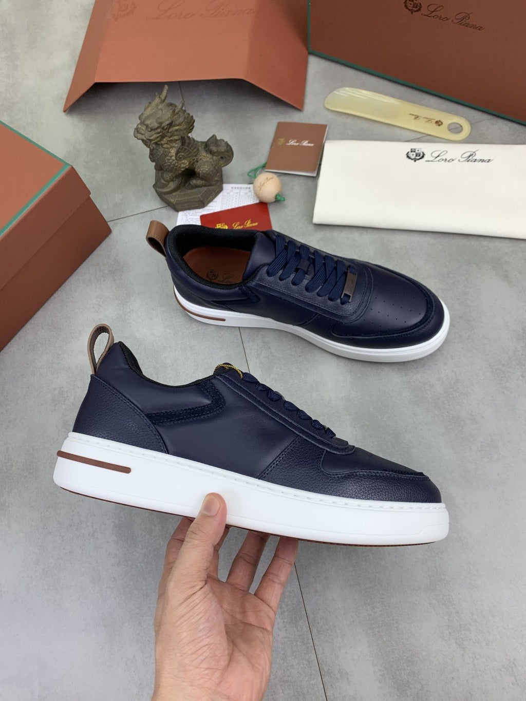 Loro Piana Paneled Low-Top Sneakers — side