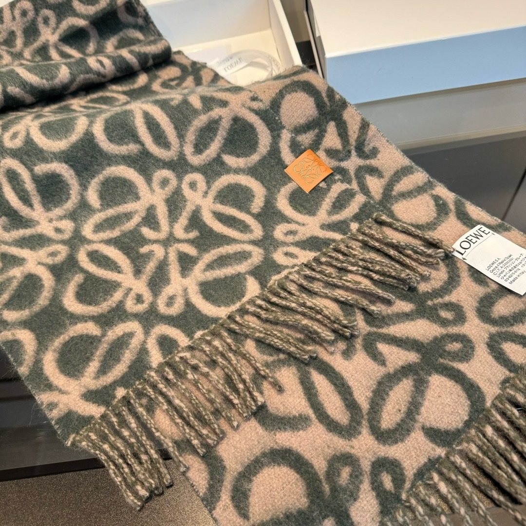 Loewe Loop Motif Fringed Scarf — side
