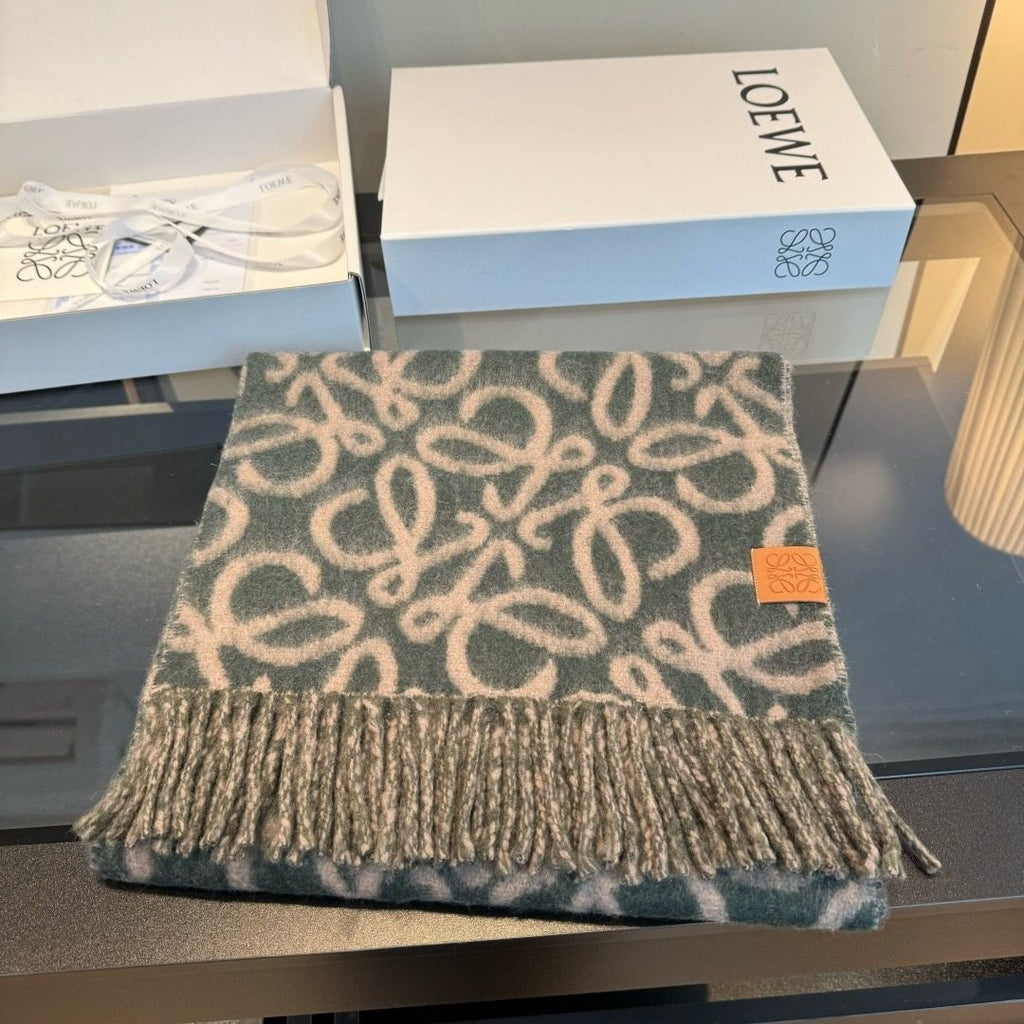 Loewe Loop Motif Fringed Scarf — front
