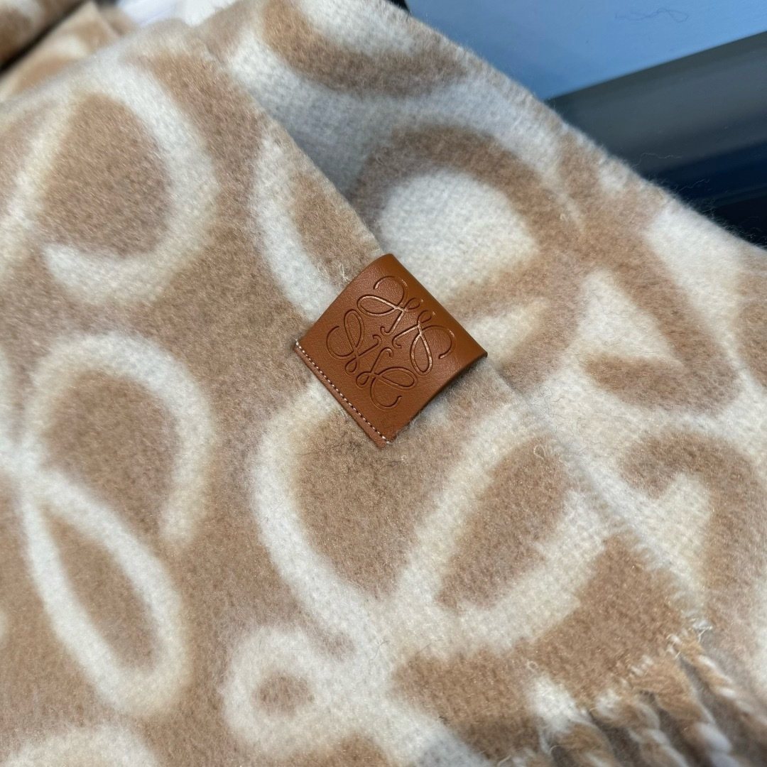 LOEWE Loop-Pattern Fringed Scarf — detail