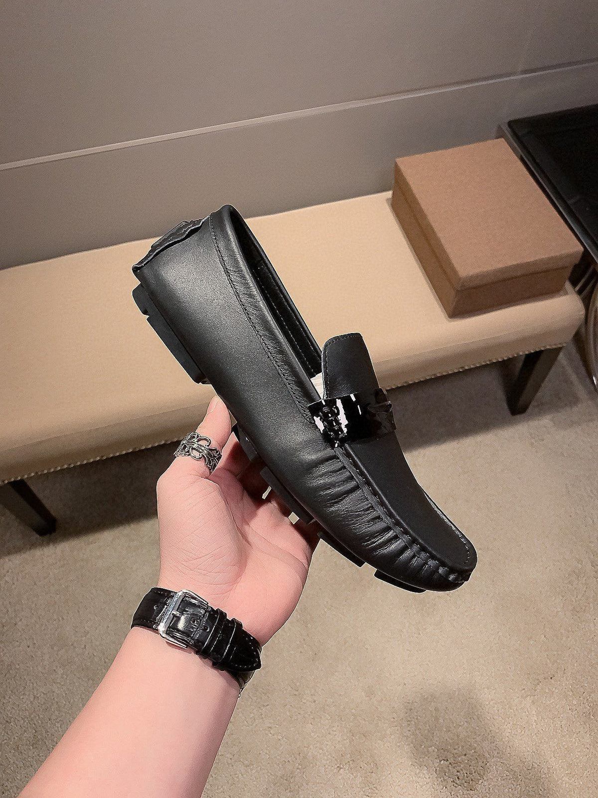 Gucci Black Hardware Loafers — side