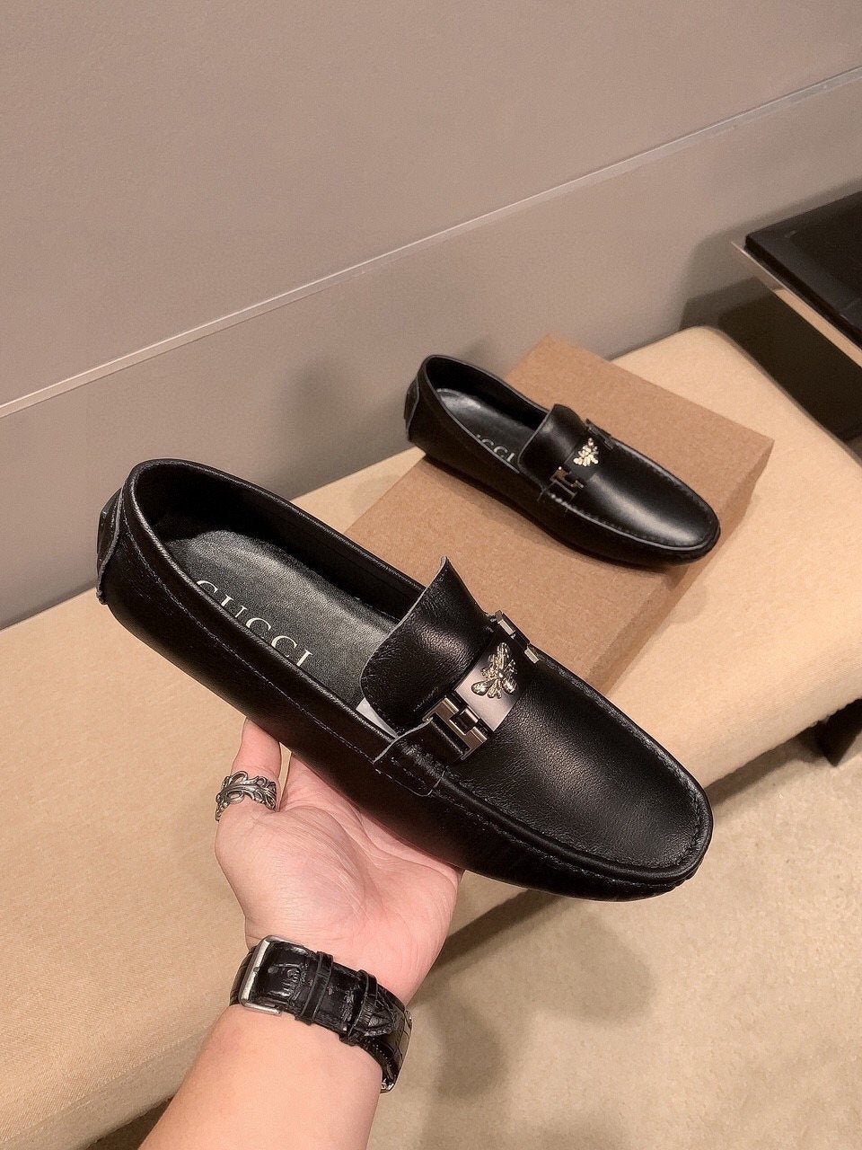 Gucci Black Hardware Loafers — front